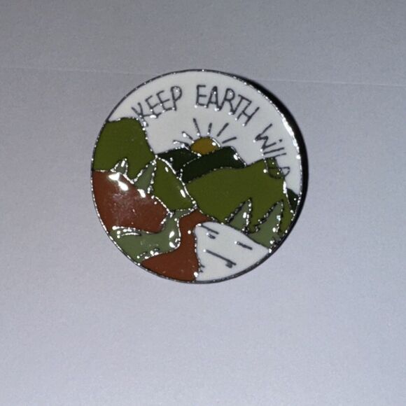 Keep Earth Wild Mountains Sun Pin Brooch - Picture 1 of 1